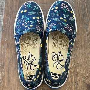 Keds Rifle Paper Co Double Decker Fleurs Sneakers Canvas Slip-Ons 7.5